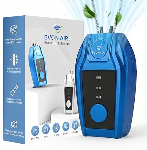Purificador de aire portátil para viajes con iones de 164.0 ft/cm³ | Mini ionizador de collar portátil, sin filtro, sin mantenimiento | Purificador