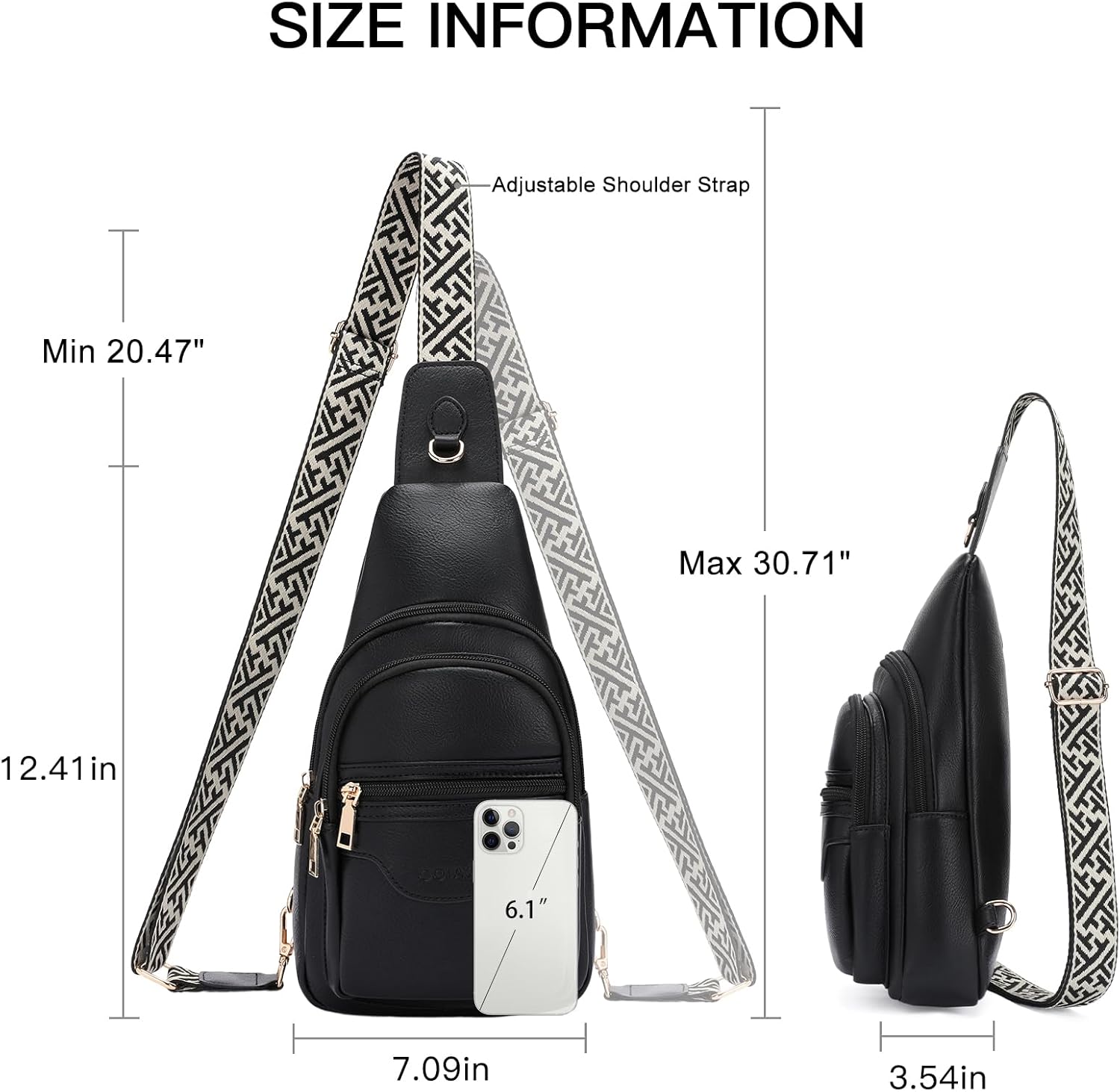 GOIACII Small Sling Bag for Women Vegan Leather Fanny Pack Chest Crossbody Bags Purse with Adjustable Strap