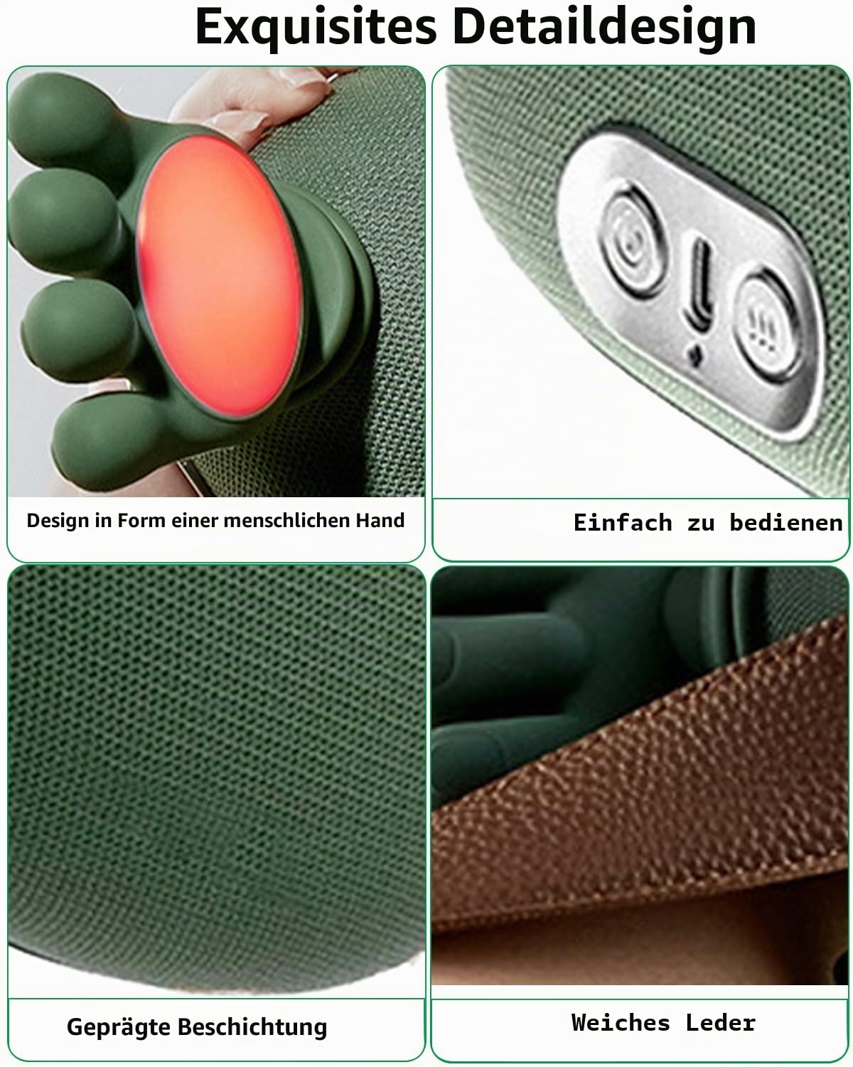 Massierende Hand für Nacken, 4D-Nackenmassagegerät, Rücken- und Halswirbelmassagegerät mit Wärme, Massagegerät, Massagegerät für Nacken und Schultern zum Reisen, Ausruhen, zur Stresslinderung