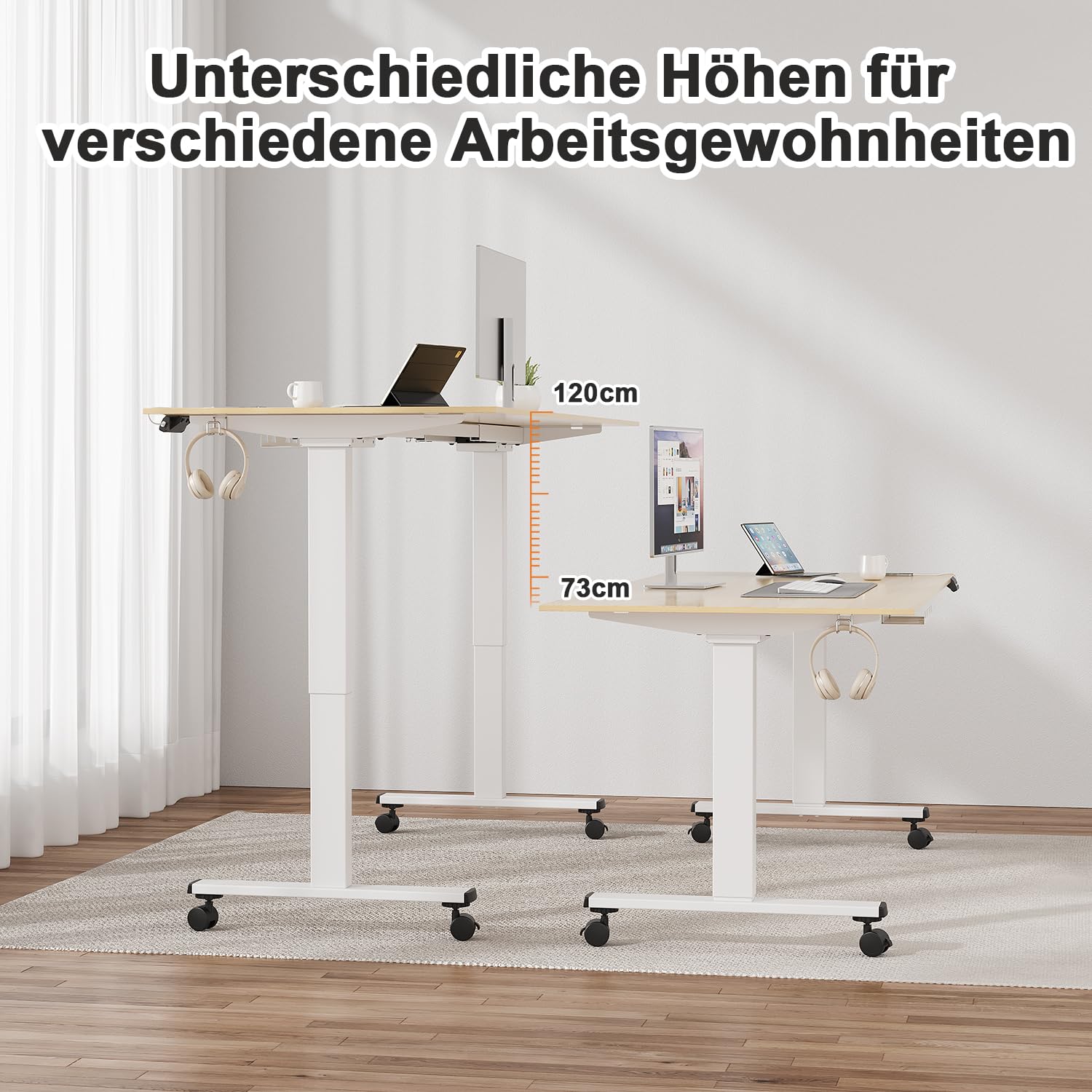 JUMMICO Höhenverstellbarer Schreibtisch Gestell mit 2 Starken Motoren, 100KG Belastbarkeit,Schreibtischgestell Höhenverstellbar mit 3 Speicherplätze & Type-C Ladeanschluss für Büro & Homeoffice