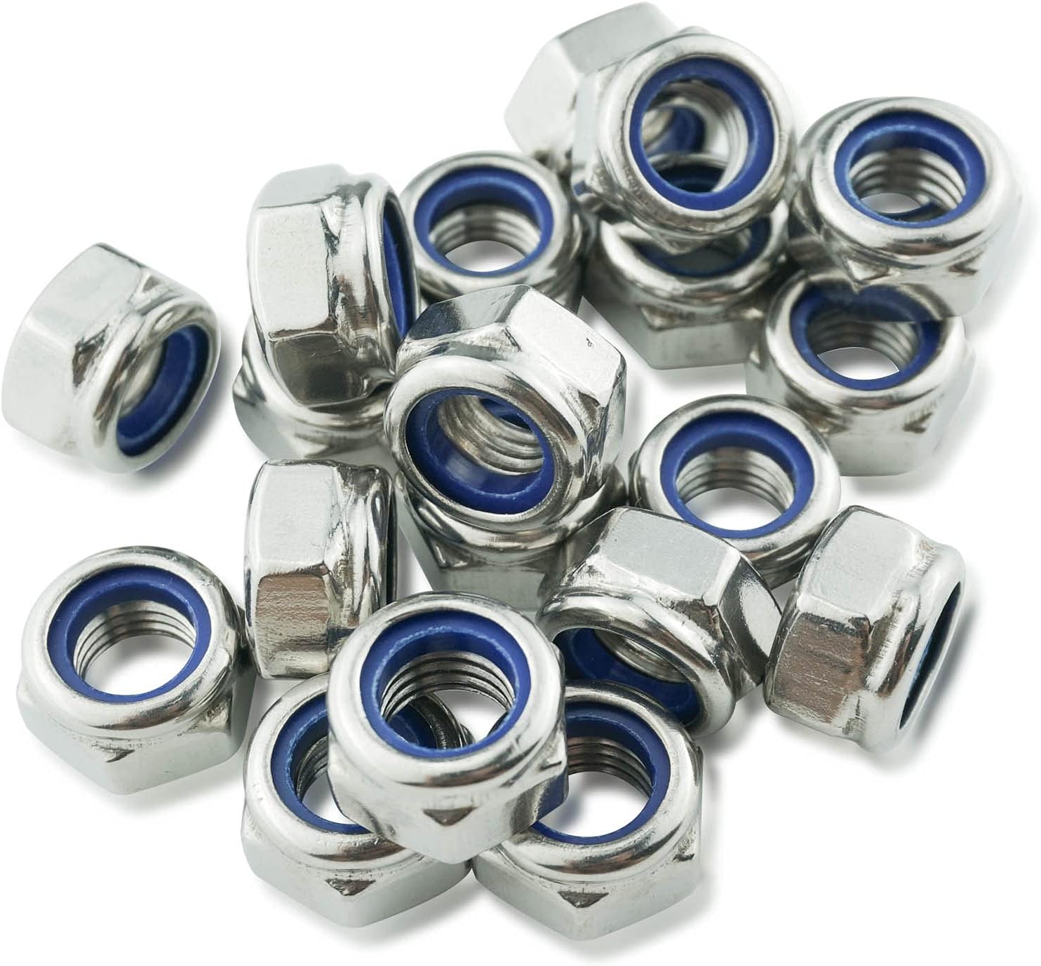 M10 Nyloc Nuts, 10mm Locking Nuts, (Pack of 20) A2 304 Stainless Steel Hex Nut, Nylon Insert Lock Nut, Self-Locking for Bolts & Screws, DIN 985