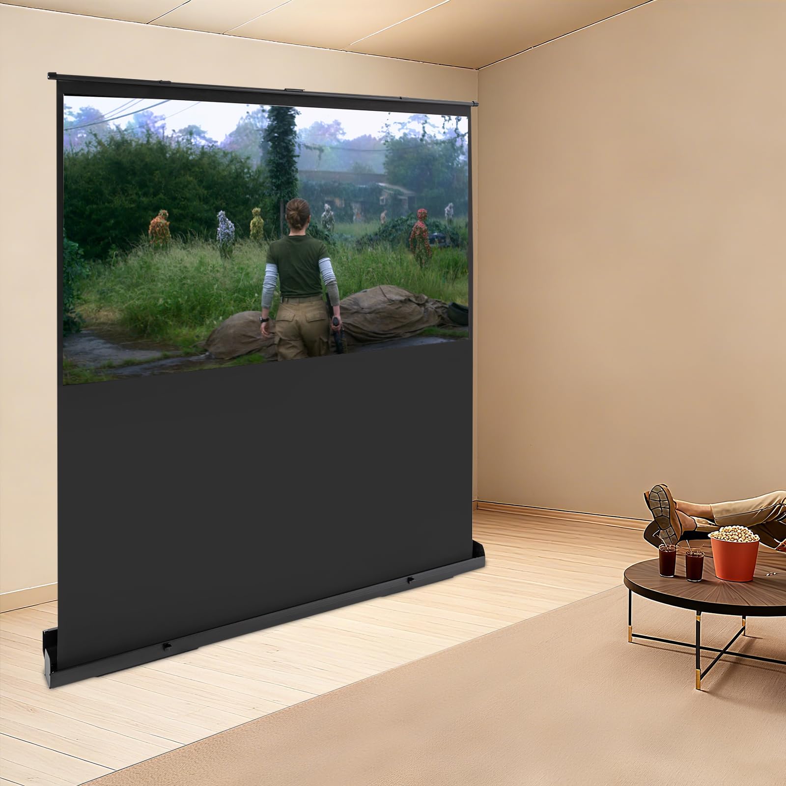 Proiettore di tela portatile 170 x 200 cm Home Cinema Proiettore Regolabile Altezza Schermo di Proiezione Ultra Proiettore Tela Proiettore Da Pavimento Schermo