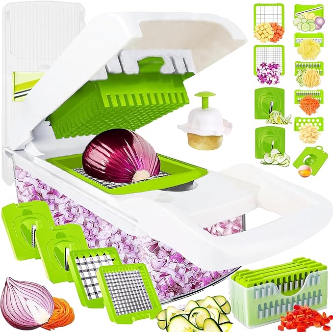 Pro-Series 20-in-1 Mandoline Slicer & Spiralizer, Veggie Chopper with Container, Home Essential Kitchen Gadget