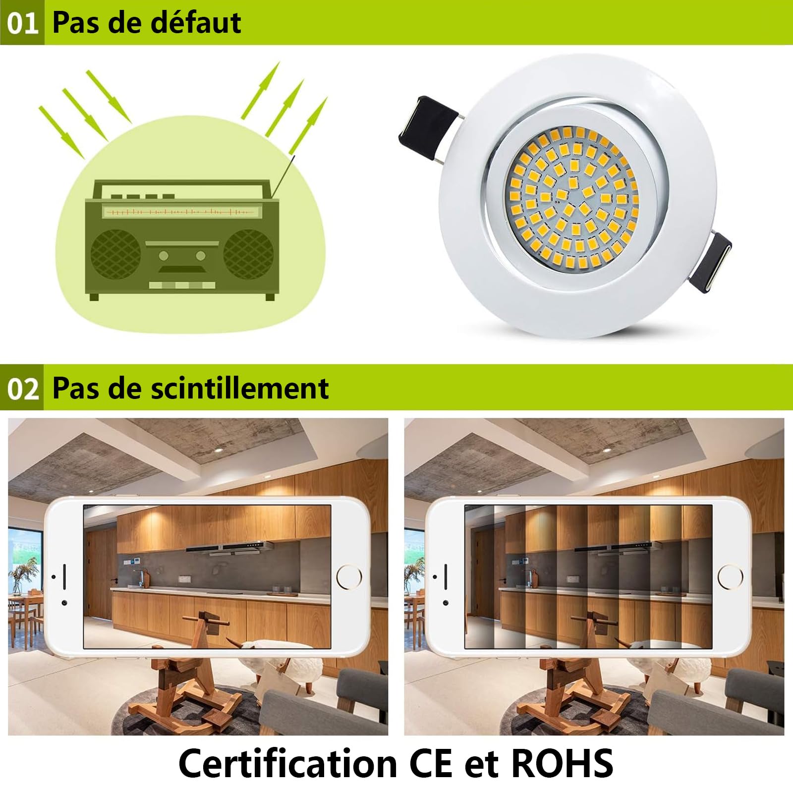 Spot LED Encastrable Plafond Orientable, 10 X 6W Éclairage Encastré