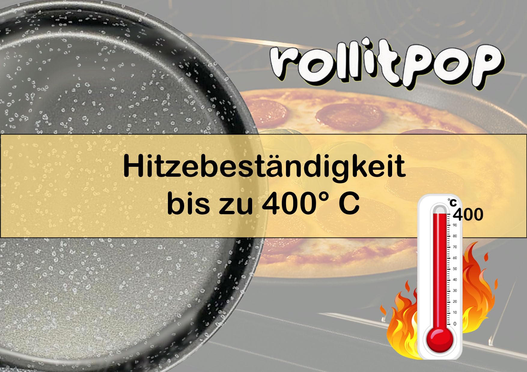 Runde Backform für Pizza und Farinata, 34 cm, Made in Italy, hohe Antihaftbeschichtung, aus Aluminium, leicht und einfach zu reinigen, Steineffekt, Vulcania-Serie (2 Backformen)