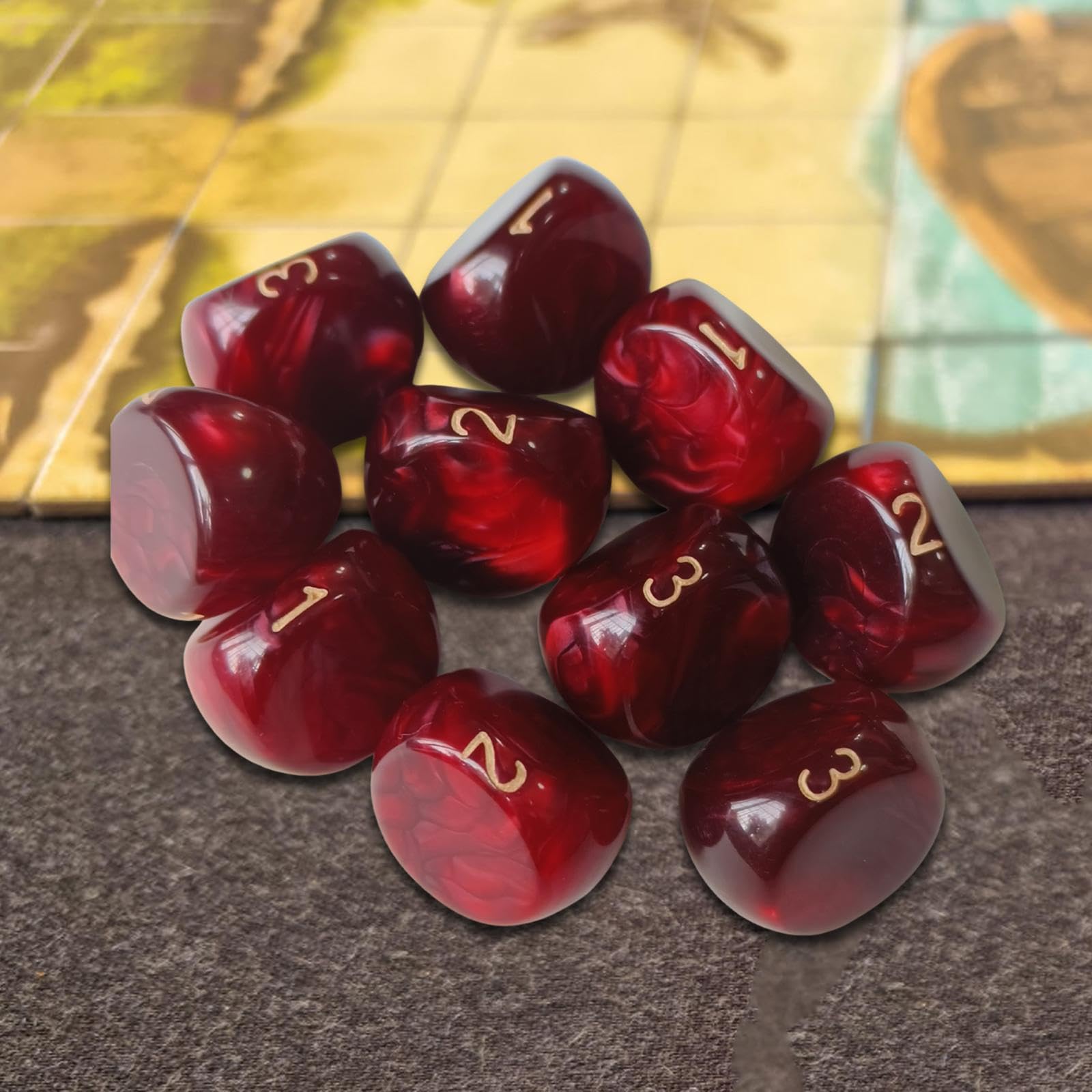 Set di 10 Dadi, Dadi da Gioco a 3 Facce, Giocattoli per l'intrattenimento, Articoli per Feste, Dadi in Acrilico per KTV, Giochi da Tavolo, Bar per, Rosso