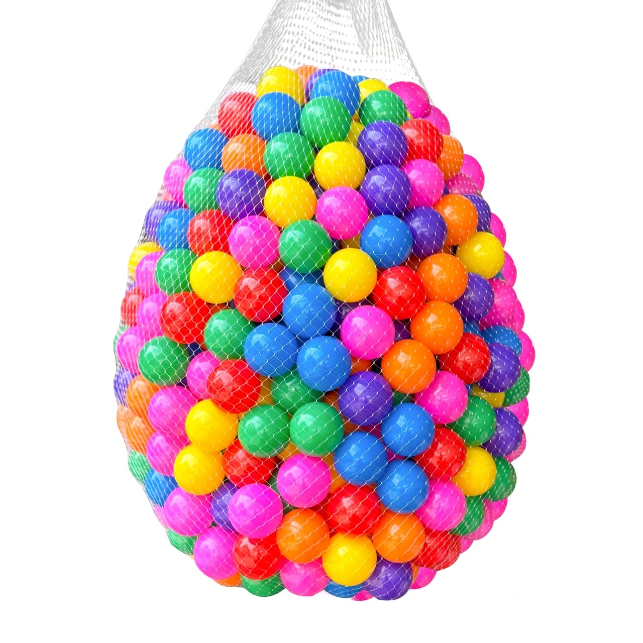 Kids Ball Pit Balls 200 Count, 2.2inch Children Crush Proproof Plastic Balls for Ball Pit with 7 Bright Colors, Safe and Non-Toxic, BPA Free, Baby Toddler Pit Balls with Storage Net Bag (Rainbow)