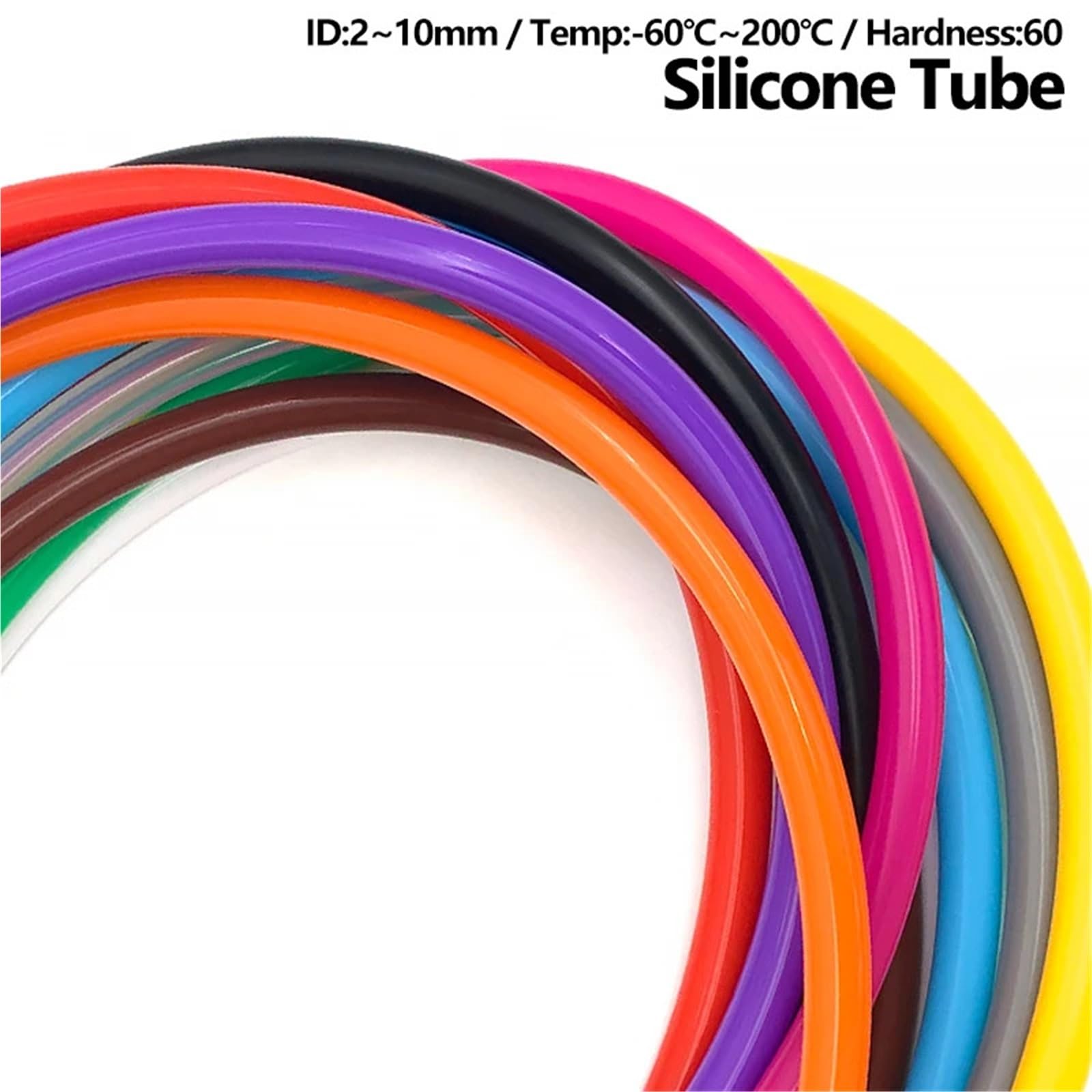 Tubos Para Estanque Tubo de silicona de 2M OD 4mm 5 6 7 8 9 10 12 16 Mm manguera de goma Flexible conector de agua de tubería suave fontanería colorida(White,OD 16xID 12mm)