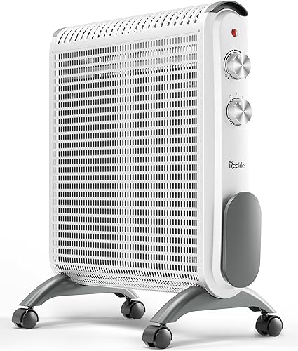 Reekie Calentadores de espacio de convección para uso en interiores, calentador eléctrico de panel de mica de 1500 W con termostato, calentamiento