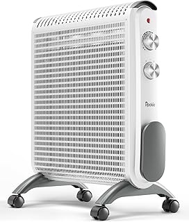 Reekie Convection Space Heaters for Indoor Use, 1500W Electric Mica Panel Heater with Thermostat, Fast Heating, Quiet, Safety Protection, Portable Large Room Heater for Bedroom Office Garage, White