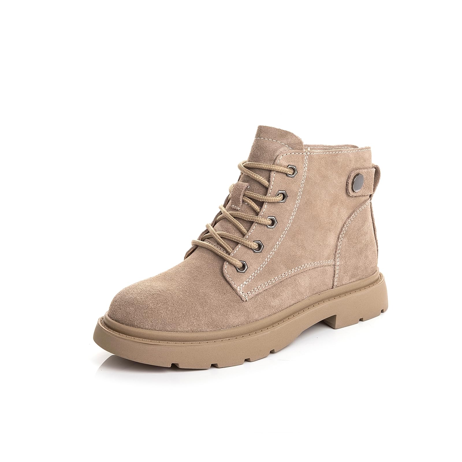Womens Fur-Lined Ankle Boots Suede Lace-Up High-Top Hiking Shoes Suitable For Camping Hiking And Matching With Windbreakers