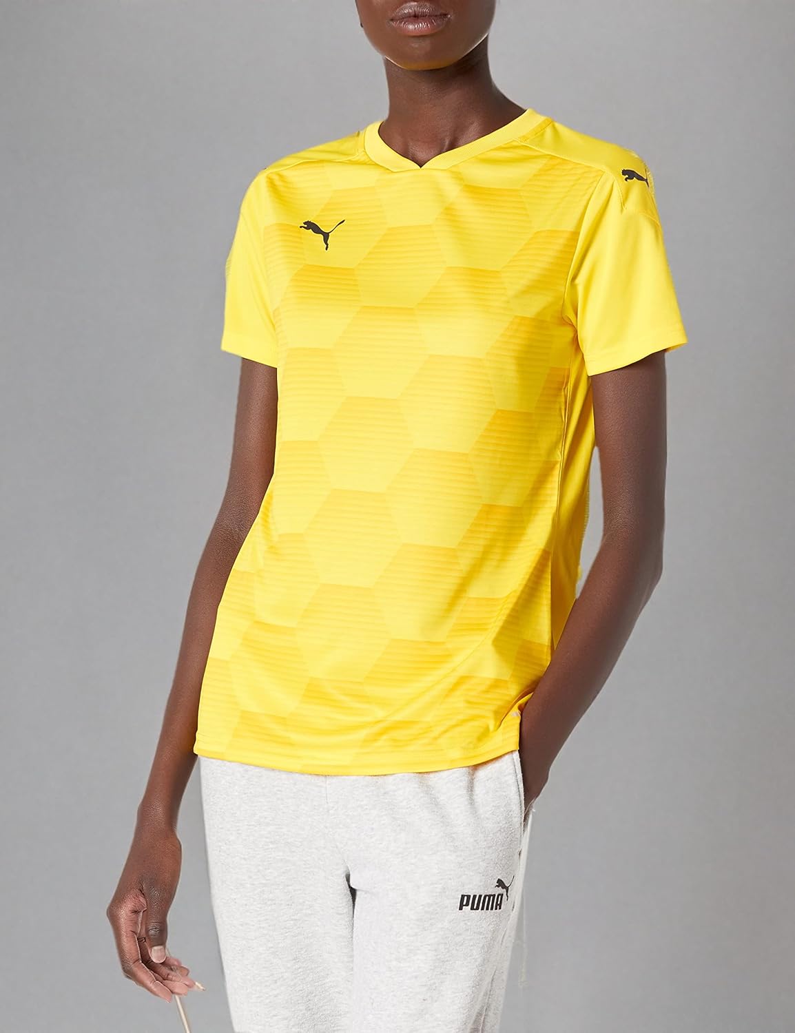 PUMA womens Teamfinal 21 Graphic Jersey T Shirt, Cyber Yellow/Spectra Yellow, Small US