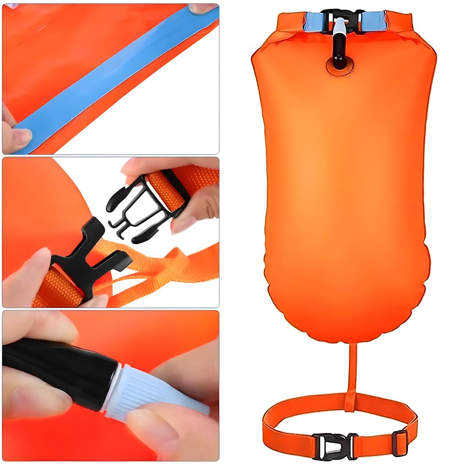 Nuoto Boa, Boa Galleggianti, Boa Gonfiabile da Nuoto, per Triathlon, Snorkeling, Nuoto in Acque Libere, Altamente Visibile, con Cintura Regolabile