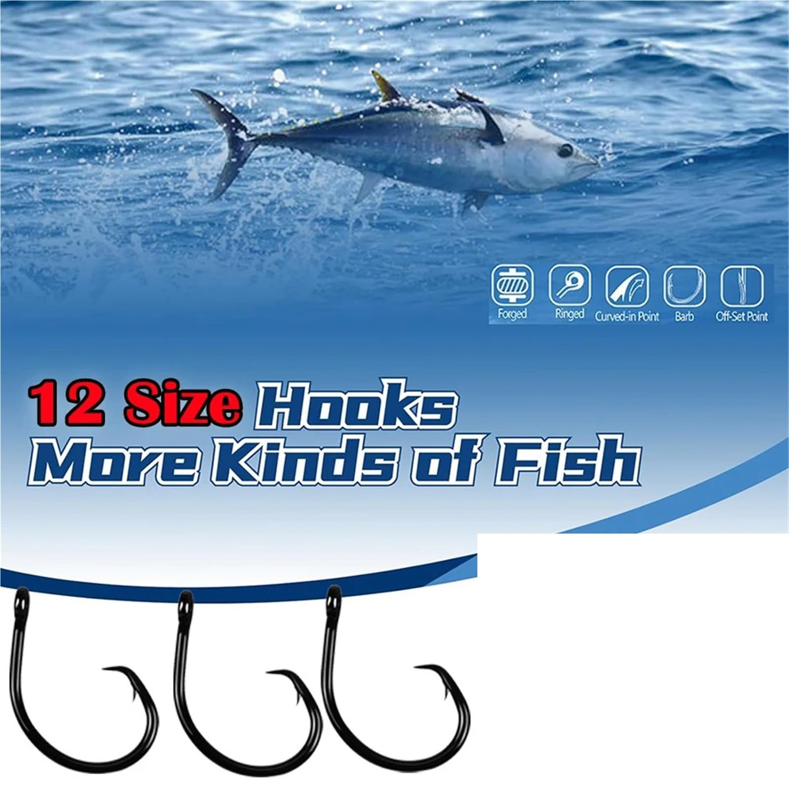 Ami da Pesca Amo da tonno Cerchio Pesca Ami in Linea for Pesce Gatto spigola Acqua salata Dolce
