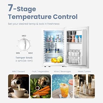 Mini Fridge & Cooler - 70 Liter Small Fridge for Bedroom, 38-72F Small Refrigerator for Office, Home, Apartment, Thermoelectric Electric Cooler for Skincare, Food, Drinks(2.47 cu.ft)