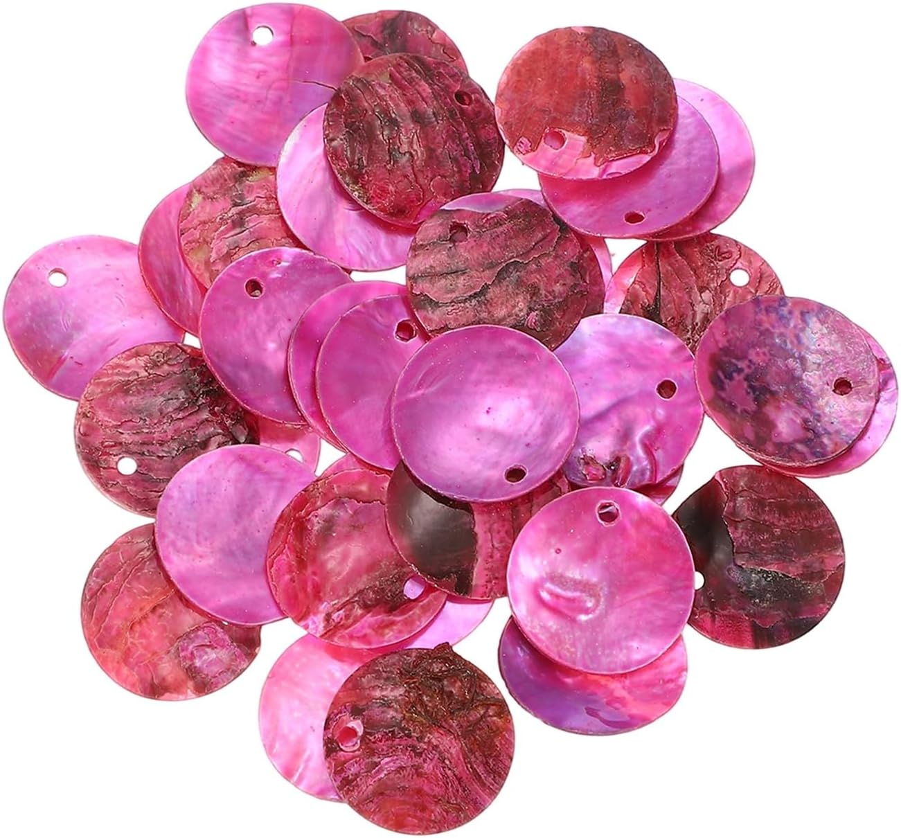 uxcell 30Pcs Capiz Shells, 1.5cm/0.6" Round Rose Red Shells with a Hole for Seashell Wind Chimes Curtain Shell Garland DIY Jewelry Craft Wedding Home Decoration, Rose Red