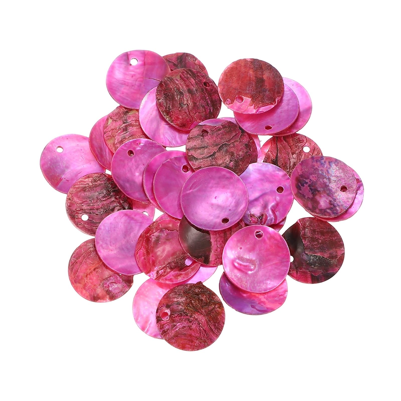 sourcing map 30Pcs Capiz Shells, 1.5cm/0.6" Round Rose Red Shells with a Hole for Seashell Wind Chimes Curtain Shell Garland DIY Jewelry Craft Wedding Home Decoration, Rose Red