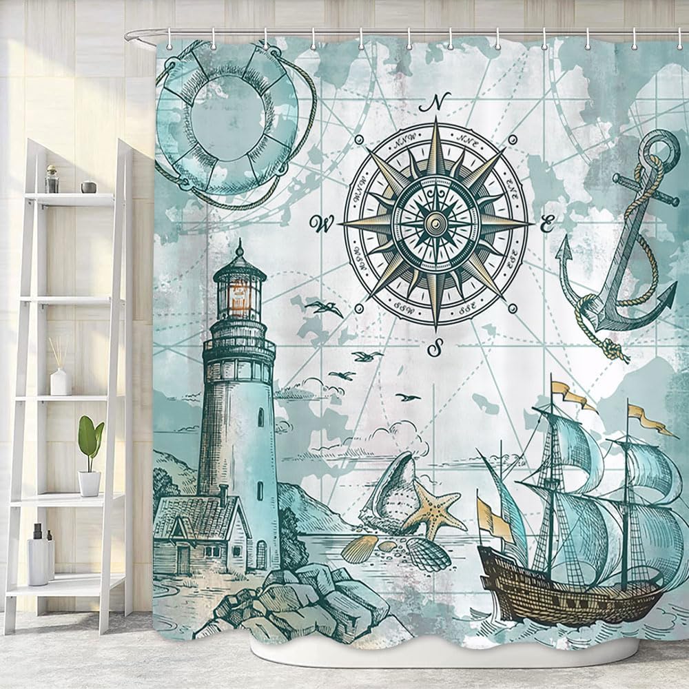 Vintage Farm Daisy Flowers Shower Curtain, White Daisy Flowers on Rustic Blue Wooden Barn with Inspirational Quotes Live Love Laugh Panels Plank Bathroom Curtains, Fabric Bath Curtain Sets, (69X84in)