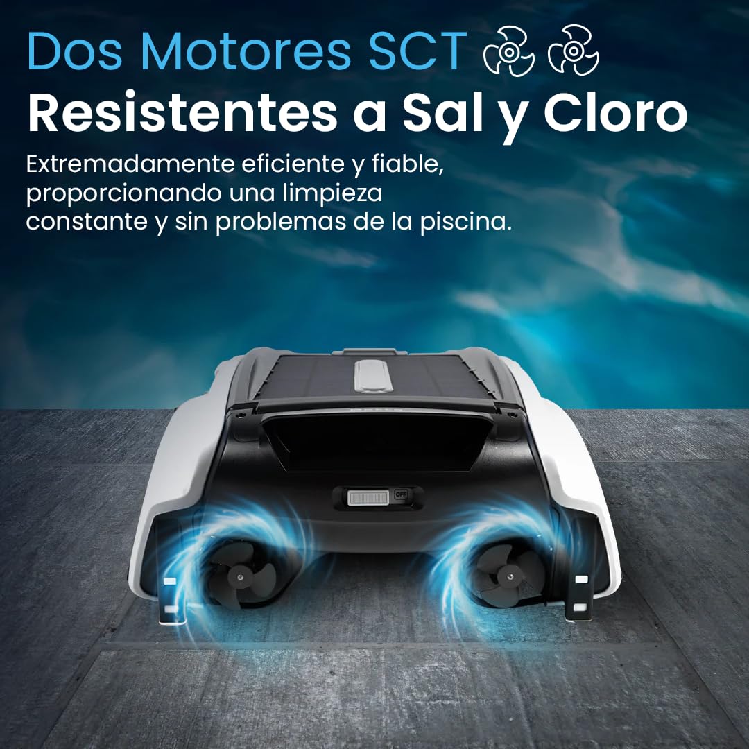Betta SE Robot Skimmer de Piscina Solar - Limpiador Automático de Superficie, Batería de 30h, Motores Resistentes a Sal y Cloro, Evitación de Obstáculos, Limpieza 24/7 (Blanco)