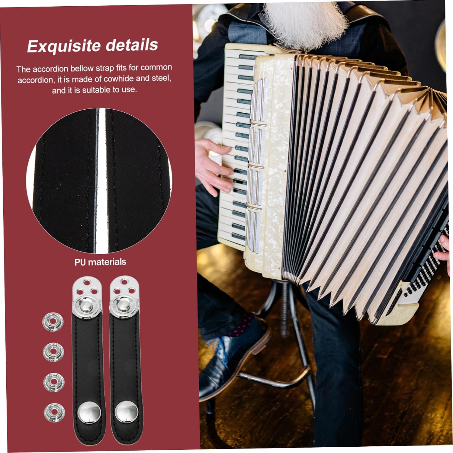 Universal Accordion Bellows Black Double Layer Buckle Belt