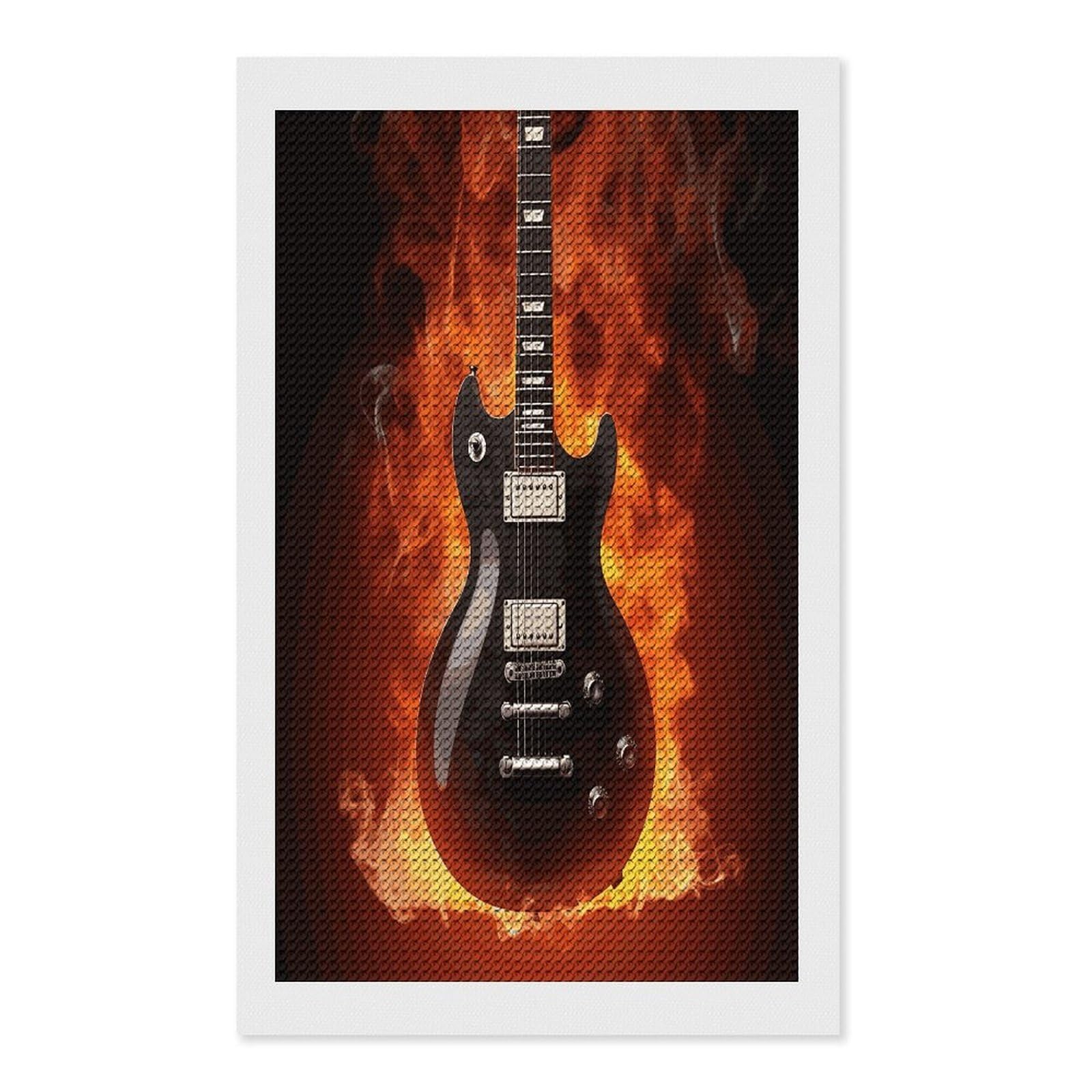 FekiLoot Rock Guitar Diamond Painting Kits for Beginners DIY Diamond Art Kits for Adults Full Drill Round Diamond Dot Gem Art Painting Fun DIY Crafts for Home Kitchen Wall Decor Gift 12"x20"