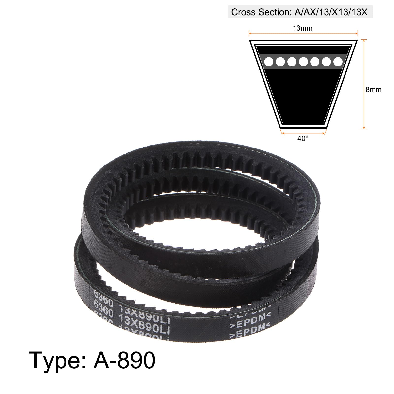 2pcs AX35 (13X890Li) Denté V-Ceintures Section 890mm Intérieur