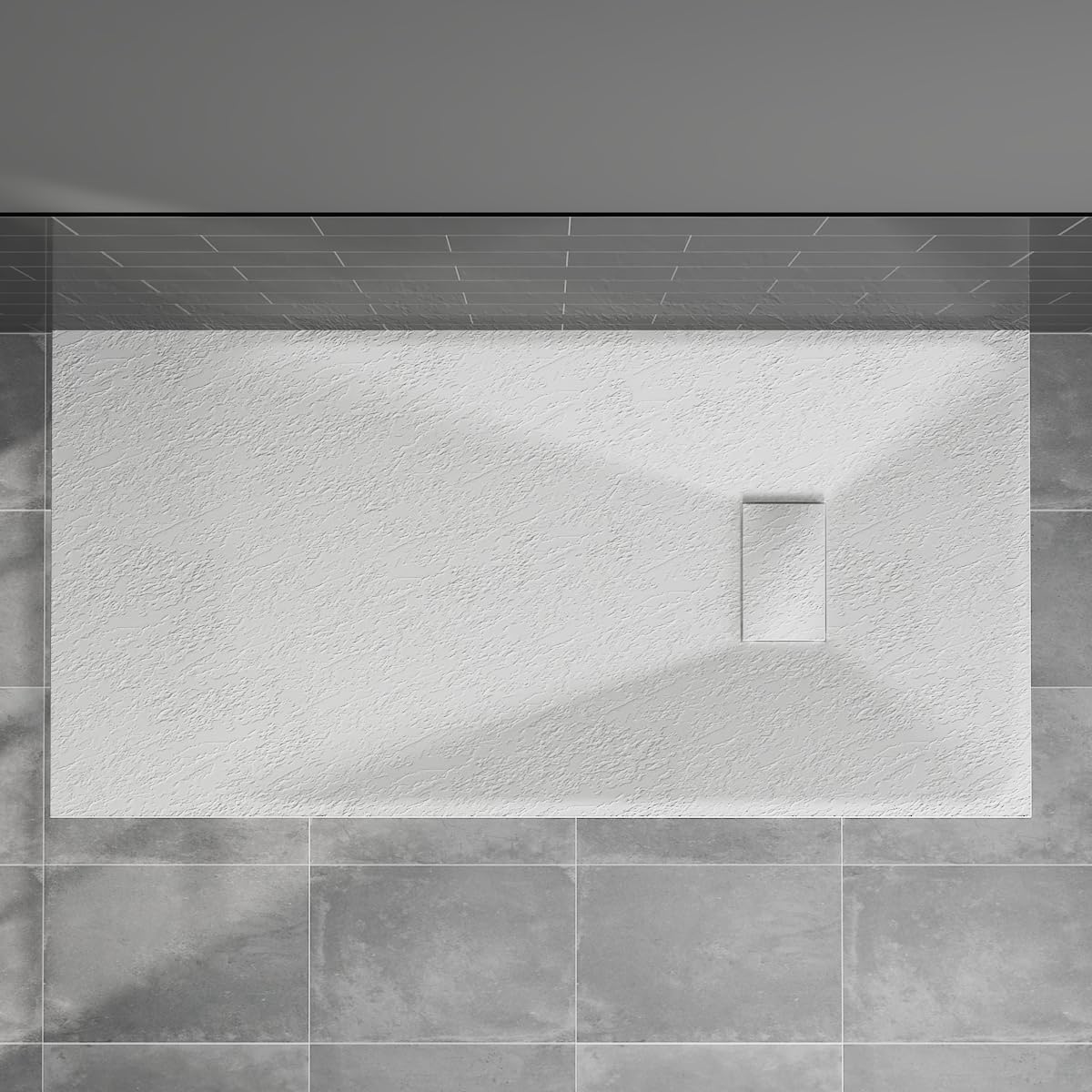 Blümme Rectangle Shower Tray 1400x700mm Bathroom SMC Slip-Resistant Flat Shower Base for Shower Enclosure Cubicle and Wetroom White