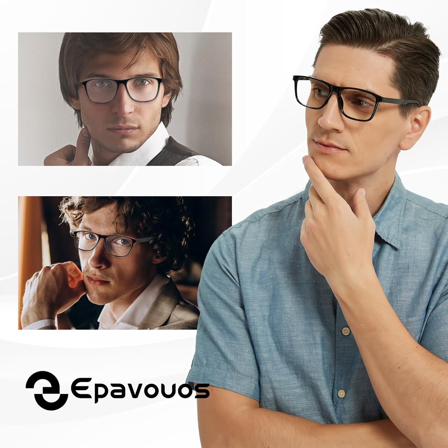 Progressive Multifocus Reading Glasses Men TR90 Frame Lightweight Trifocal Transition Computer Readers Near Workspace Anti Blue Light Black 2.25 - Image 5