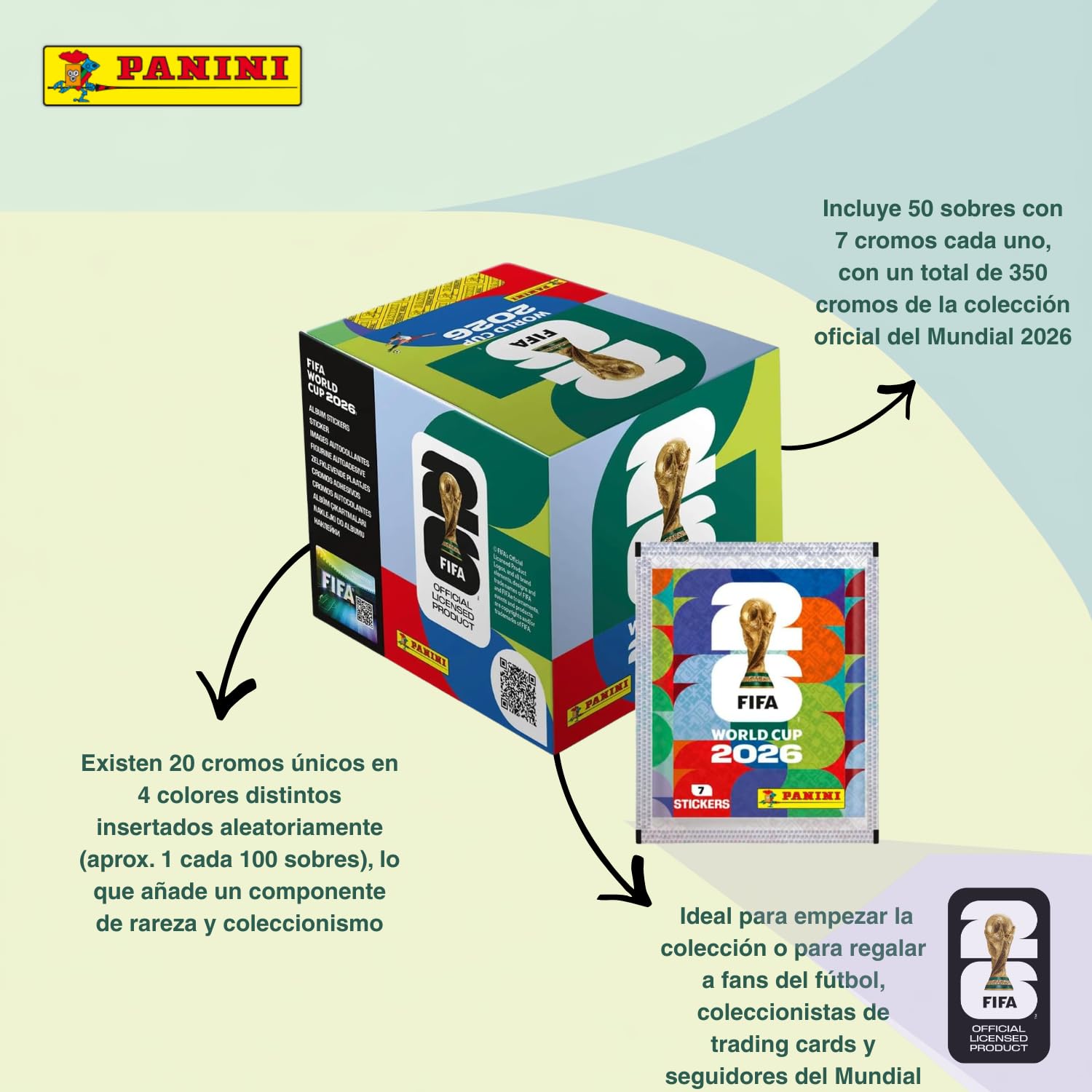 Panini - FIFA World Cup 2026 Colección Oficial Cromos Caja 50 sobres - Cromos Mundial 2026 - Colección Oficial Panini