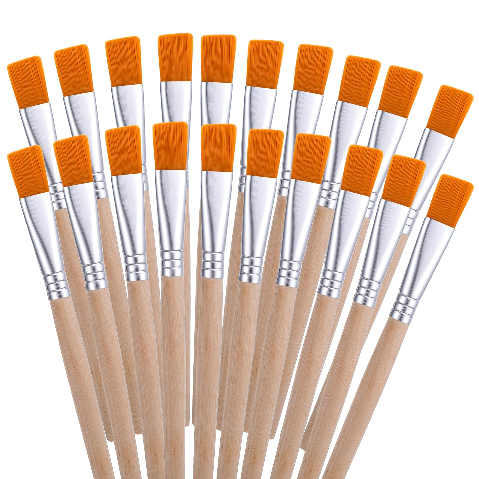 20 Pack Flat Paint Brushes, Art Paint Brushes with Short Wooden Handles, Acrylic Paint-Brush Wood Artist Craft Paintbrushes Miniature Small Thin Painting Brushe for Watercolor Oil Detail Painting