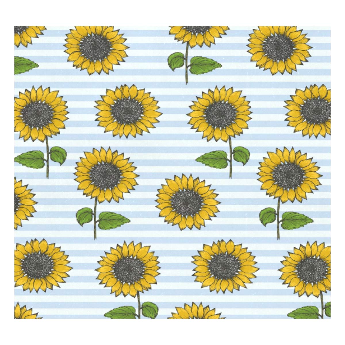 Taza de viaje de acero inoxidable con aislamiento al vacío, doble pared, a prueba de fugas, diseño de girasoles, estampado a rayas azules, con estampado personalizado de piel auténtica, 500 ml