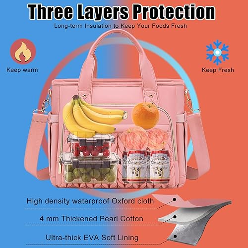 Miniatura 67 de Weitars Lonchera aislada para hombres y mujeres, lonchera a prueba de fugas para el trabajo, bolsa de almuerzo extragrande con correa de hombro