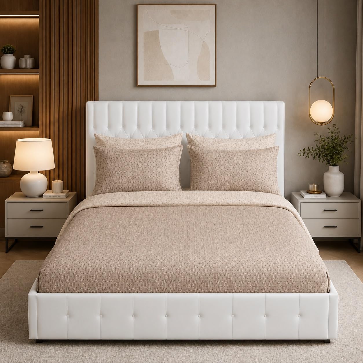 Premium King Size Double Bedsheet with 2 Pillow Covers | Geometric Printed Cotton Feel Bedsheet | Soft, Breathable & Skin-Friendly Fabric | Fade Resistant, Easy Care & Durable Bedding Set-image-29