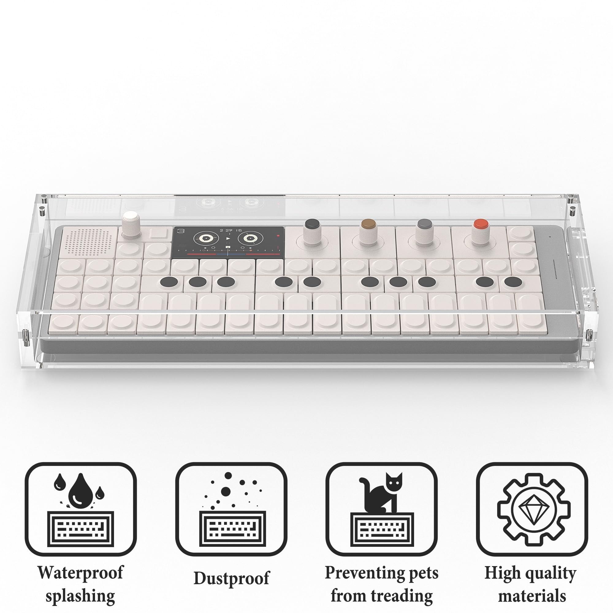 Geekria Synthesizer Clear Acrylic Case Protector, Magnetic Closing Dust Cover - Image 3