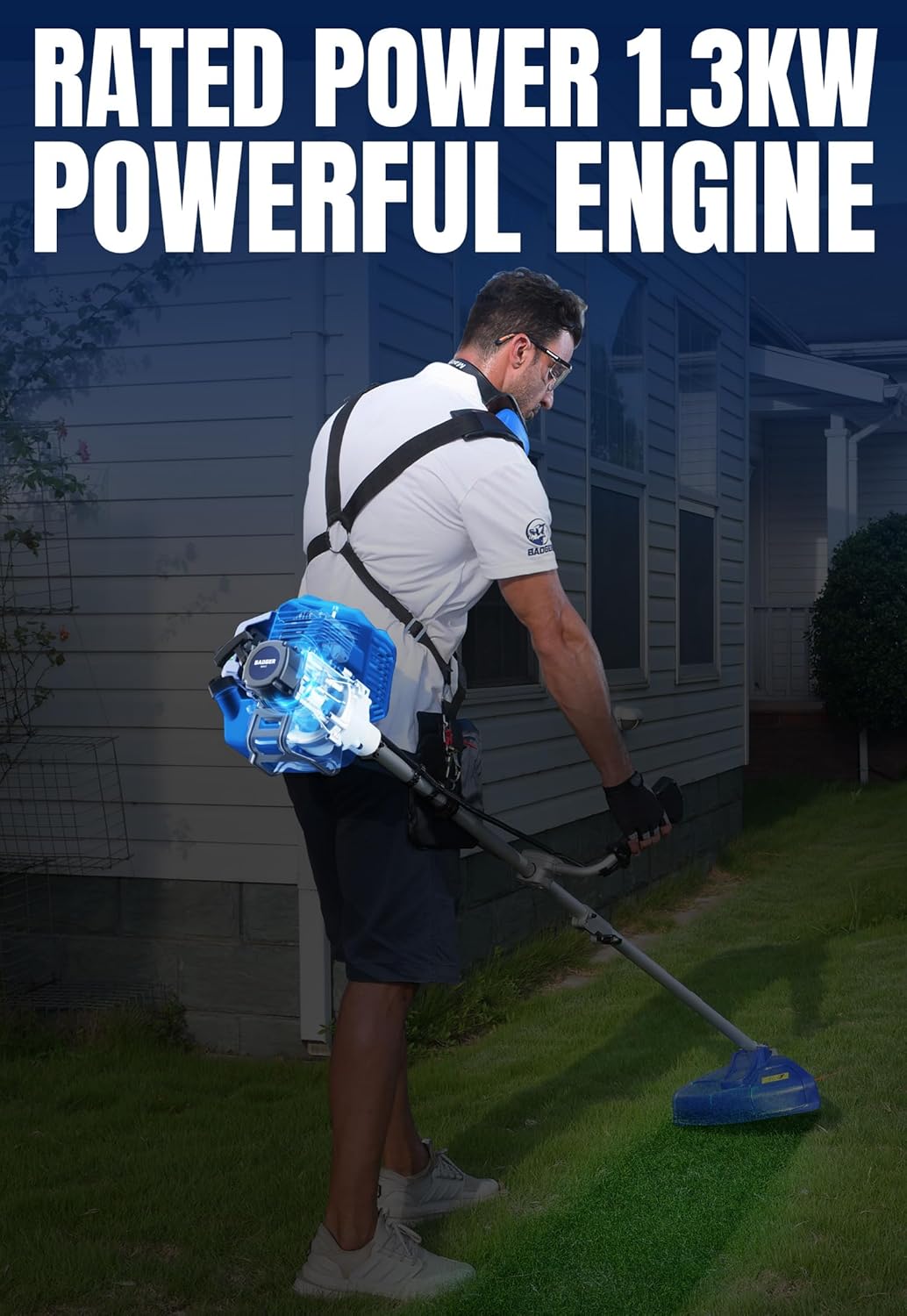 Close-up of the edger function in use