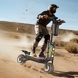 5600W Dual Motor Electric Scooter for Adults - 50MPH High Speed, 60V 33Ah Battery 60-Mile Range, Hydraulic Disc Brakes & Dual Suspension, 11" Off-Road Tires, Foldable E-Scooter with Removable Seat