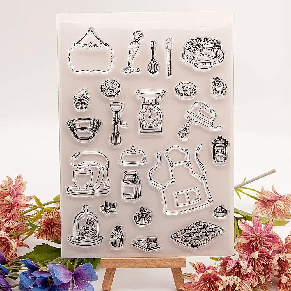 Amazon.com: Kitchen Food Cake Food Kitchen Tools Clear Stamps for Card ...