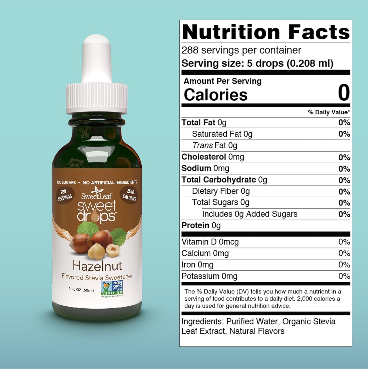 SweetLeaf Sweet Drops - Flavored Stevia Liquid Sweetener, Organic Stevia Extract, Zero Calories, Gluten Free, Keto Friendly, Non GMO, Natural Flavor, Sugar Alternative - Hazelnut, 2 Fl Oz (Pack of 3)