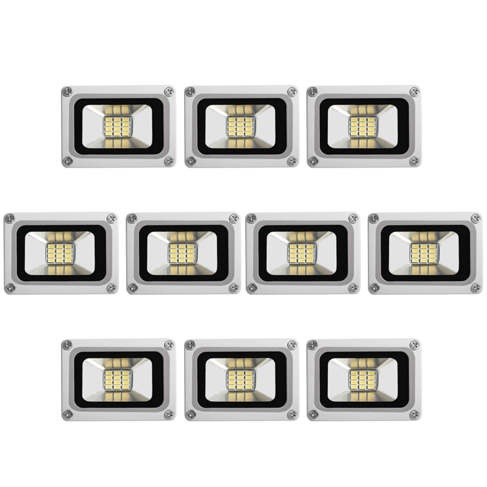 Bam - Store Light/White 10W Led Floods Dc 12-24V, Ip65 Waterproof Work For Car Repairing, 800Lm 6500K Cool Security Ing For Outdoor Yard Park Patio Pond Parking Lot,10 Pack