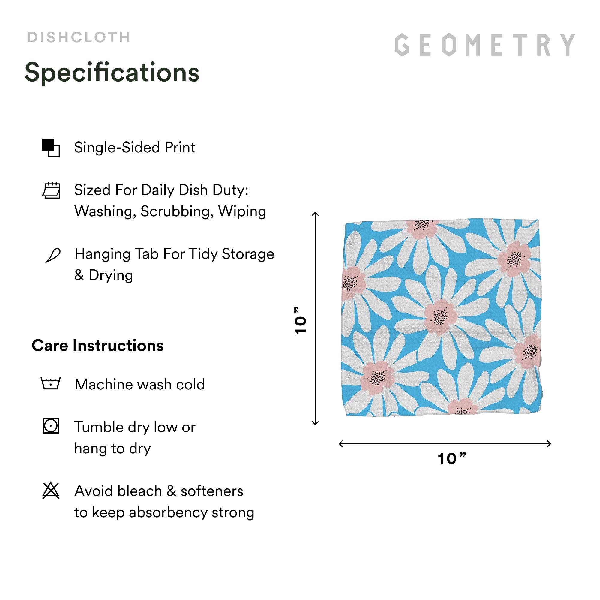 Geometry Paños de Cocina – Colección Primavera y Verano – Paños de Cocina Premium con Tejido geográfico – Toallas de Cocina absorbentes y de Secado rápido – Sweet Spring, 10 x 10 Pulgadas – 3 Piezas