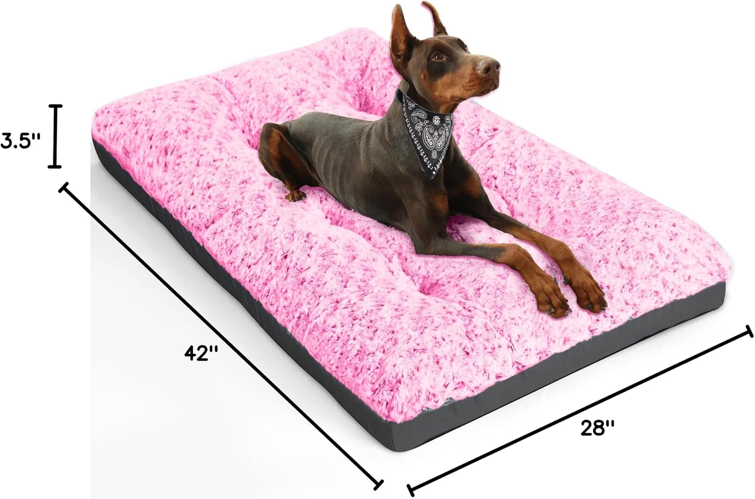 POCBLUE XL Dog Beds, Large Pet Bed for Crate, Washable Plush Dog Mat for Cages, Non-Slip Crate Pad for Outdoor/Indoor/Car Use, Comfy & Soft Kennel Pad for Dogs Up to 90 lbs, 41"x27", Pink