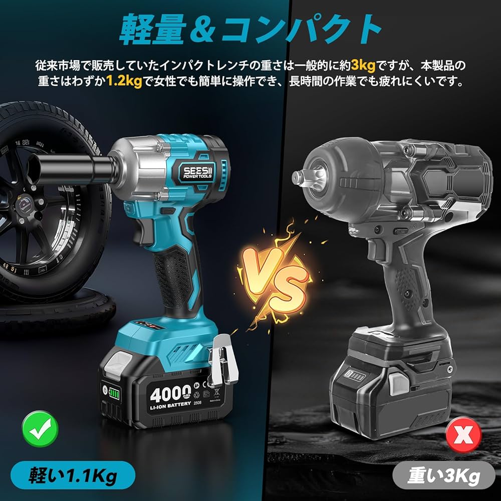 Amazon | 【2025新型】SEESII 電動インパクトレンチ タイヤ交換