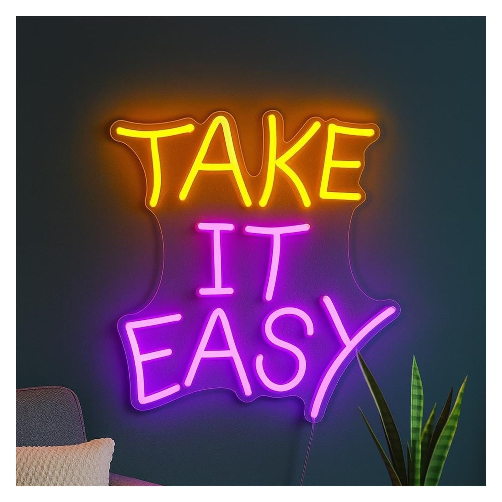 SHOUXI Sign Lamp Take It Easy Neon Sign, Suitable for Room, Office, Lounge Wall Decor with Dimmable 38cm