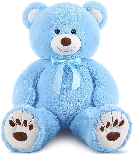 Miniatura 1 de MorisMos Oso de peluche gigante de 36 pulgadas, oso de peluche azul grande, oso de peluche grande para baby shower, oso de peluche de tamaño real