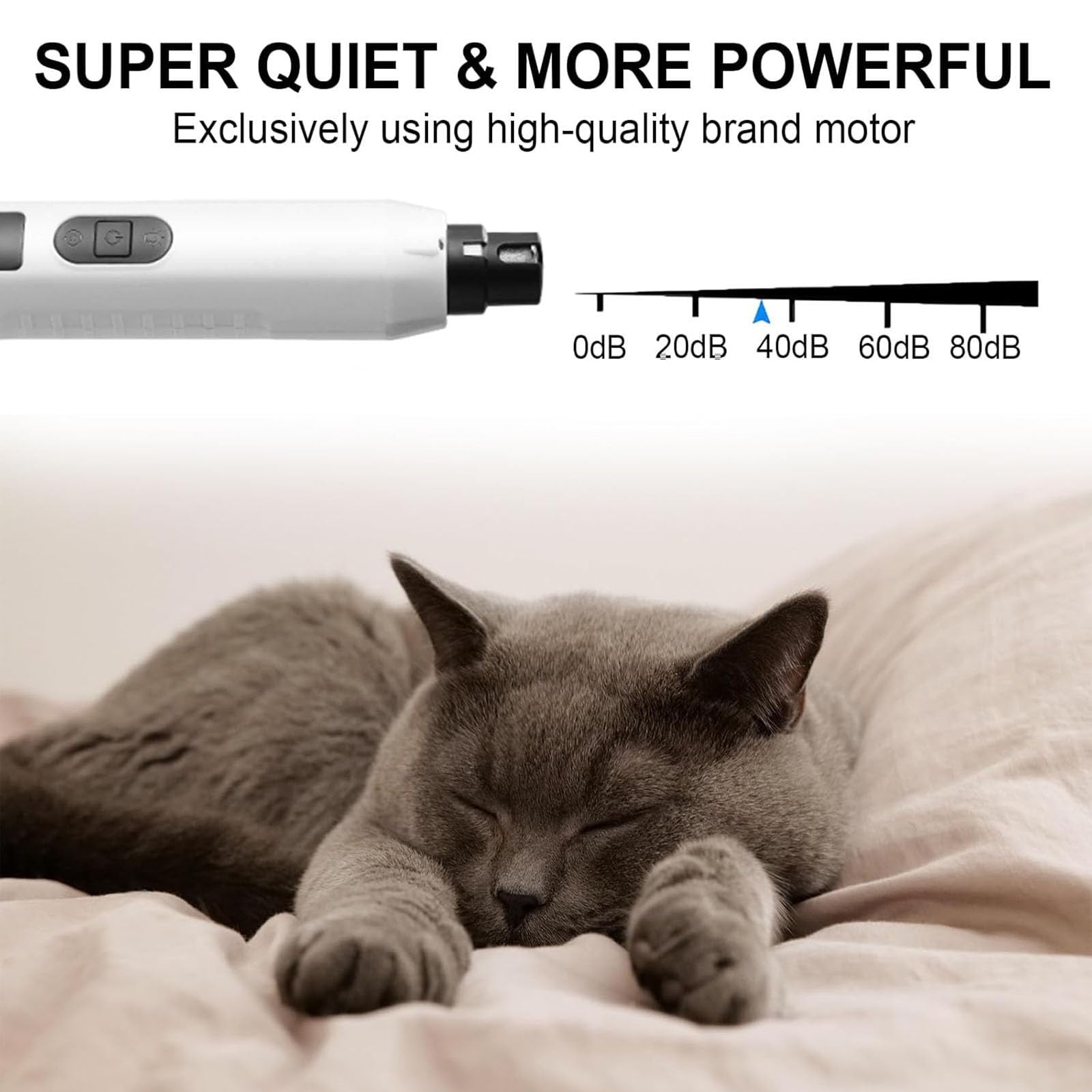 Silent Groom Pro Nail Grinder, 2025 New Nail Grinder for Dogs and Cats with LED Light & 3 Speeds, 2000mAh USB Rechargeable Dog Nail Trimmer for Thick Nails (1pc+2 Heads) - image 7