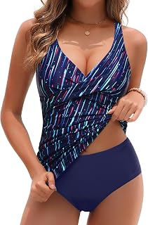 Yonique Tankini Swimsuits for Women Tummy Control Bathing Suits Two Piece Tankini Tops with Bikini Bottoms Twist Swimwear,... Price In India