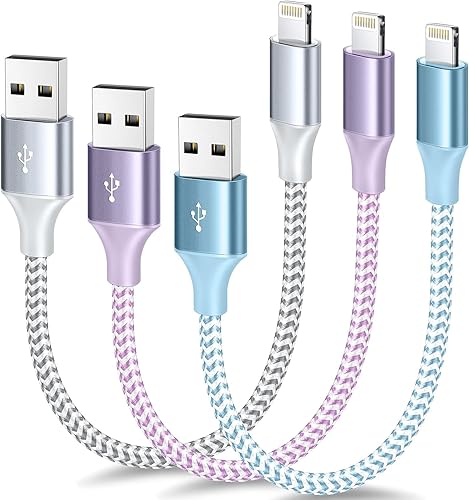 Miniatura 9 de [Certificado Apple MFi] Cargador corto de iPhone de 1.5 pies, paquete de 2 cables USB A a Lightning, cable trenzado de nailon de 18 pulgadas, cable