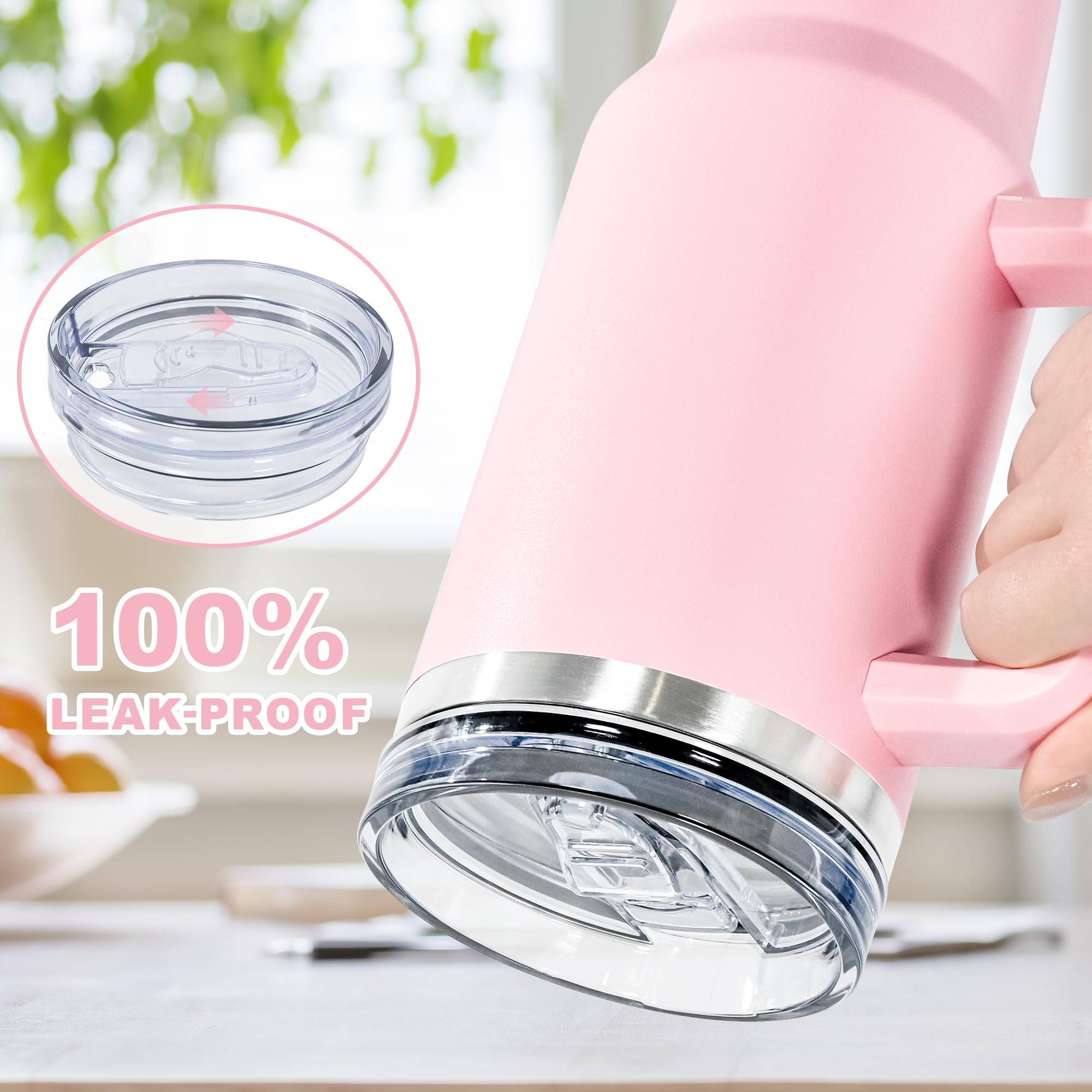 FECBK 40oz Tumbler with Straw and Lid 1.2L, 100% Leak-Proof Travel Mug with Handle - Image 3