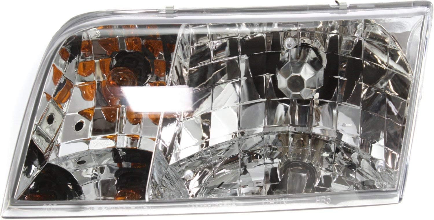 Evan Fischer Driver and Passenger Side Headlight for Ford Crown Victoria 1998-2011 Halogen With bulbs & Park Light Bulbs Replaces # 4W7Z13008A, 4W7Z13008B