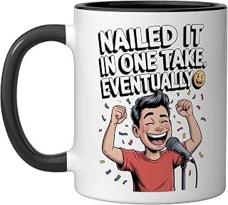 Nailed It In One Take Voice Actor Recording Humor Ceramic Mug, Black/White